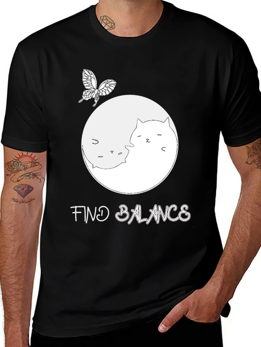 Yin Yang Cat T-Shirt - Find Balance