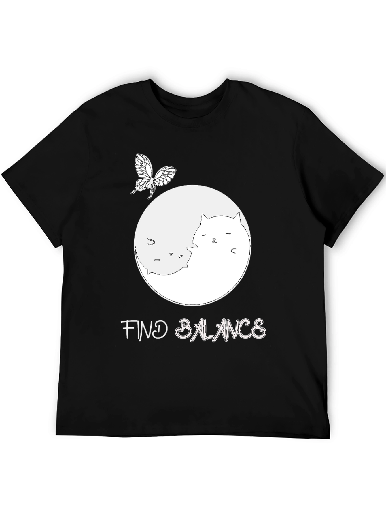 Yin Yang Cat T-Shirt - Find Balance