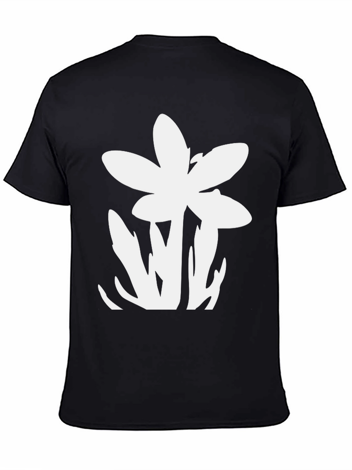 Minimalist Floral Graphic Black T-Shirt