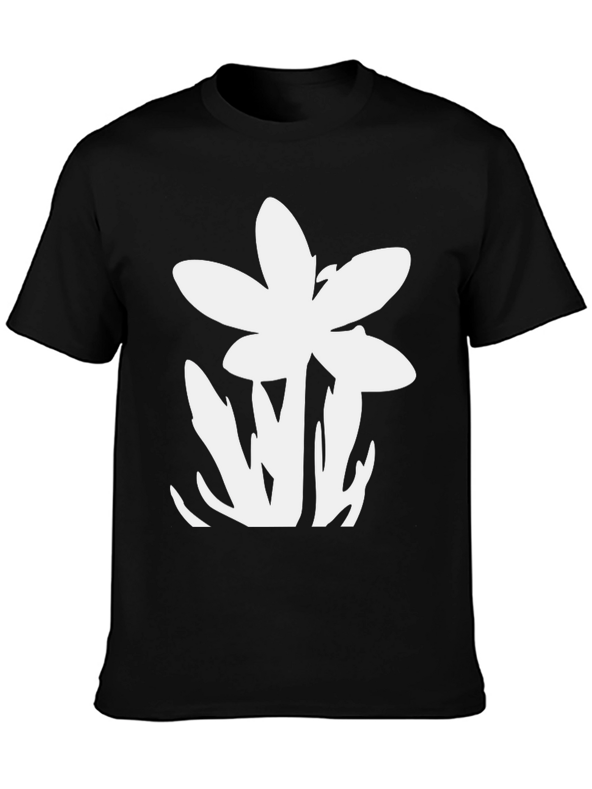 Minimalist Floral Graphic Black T-Shirt