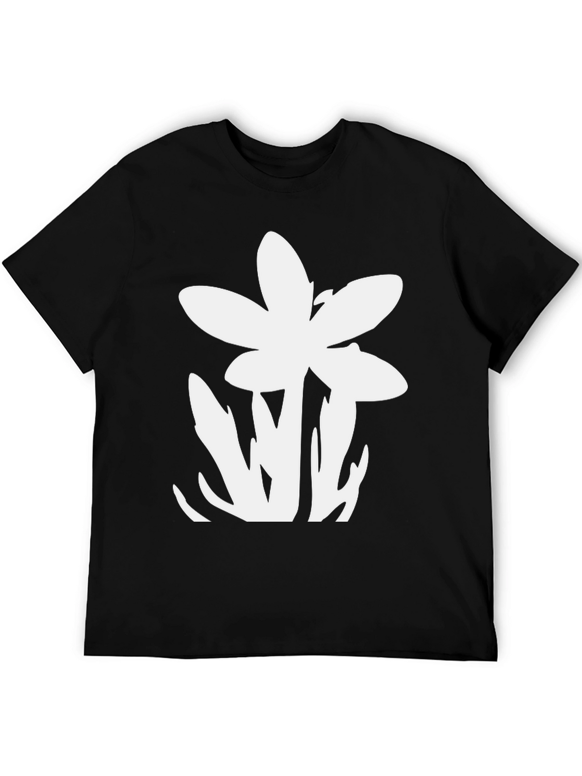 Minimalist Floral Graphic Black T-Shirt