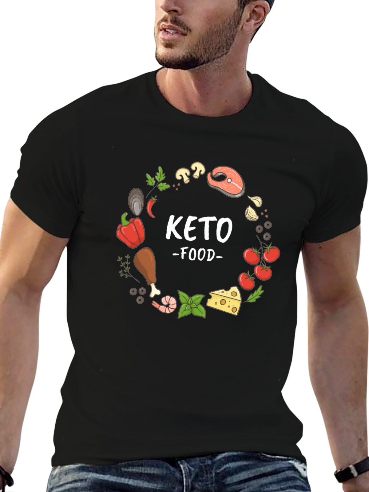 Keto Food T-Shirt - Black Casual Tee
