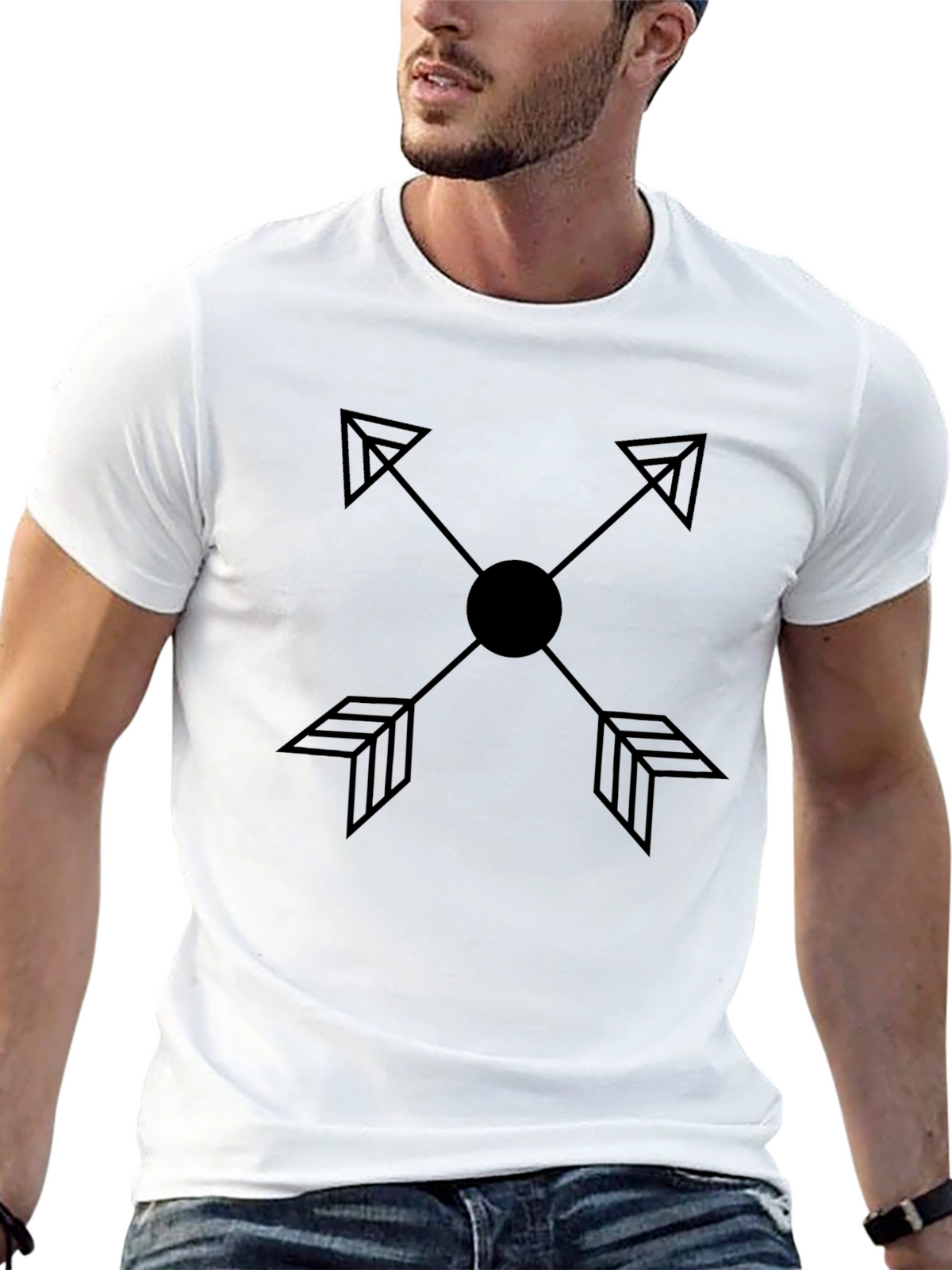 Minimalist Arrow Graphic Black T-Shirt