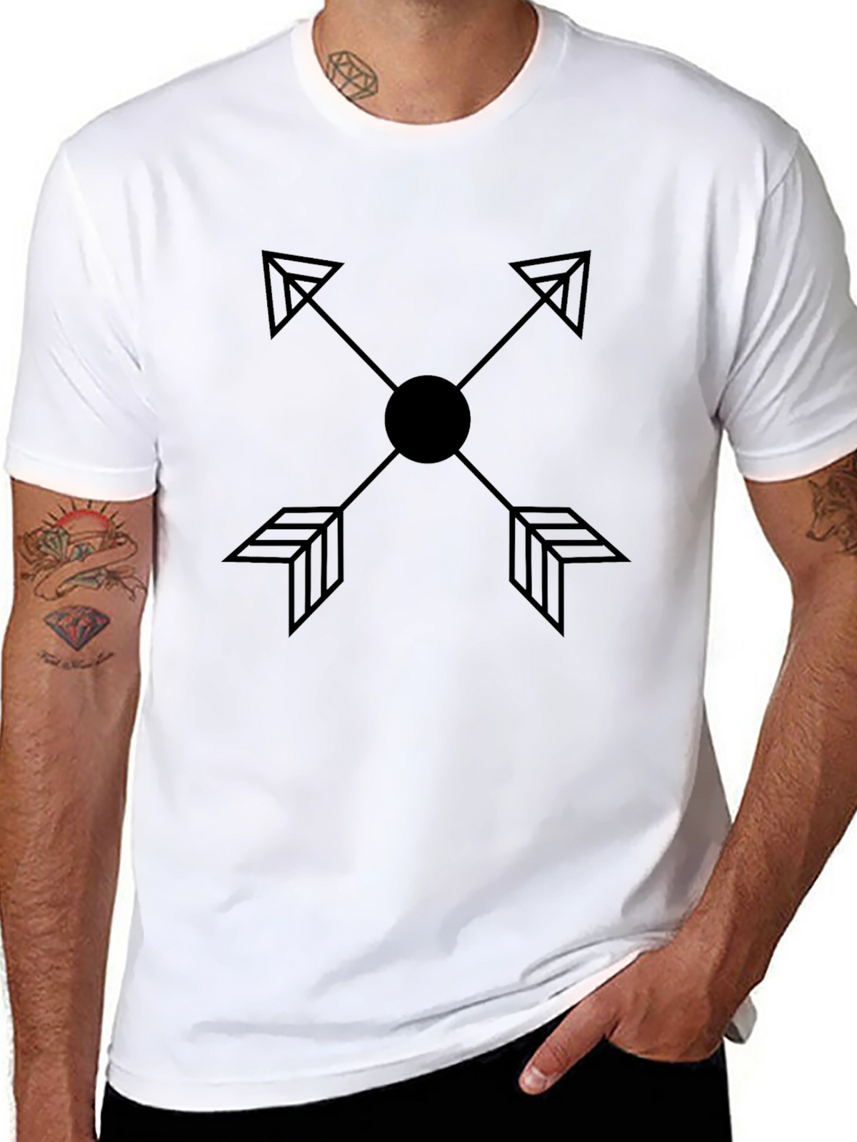 Minimalist Arrow Graphic Black T-Shirt
