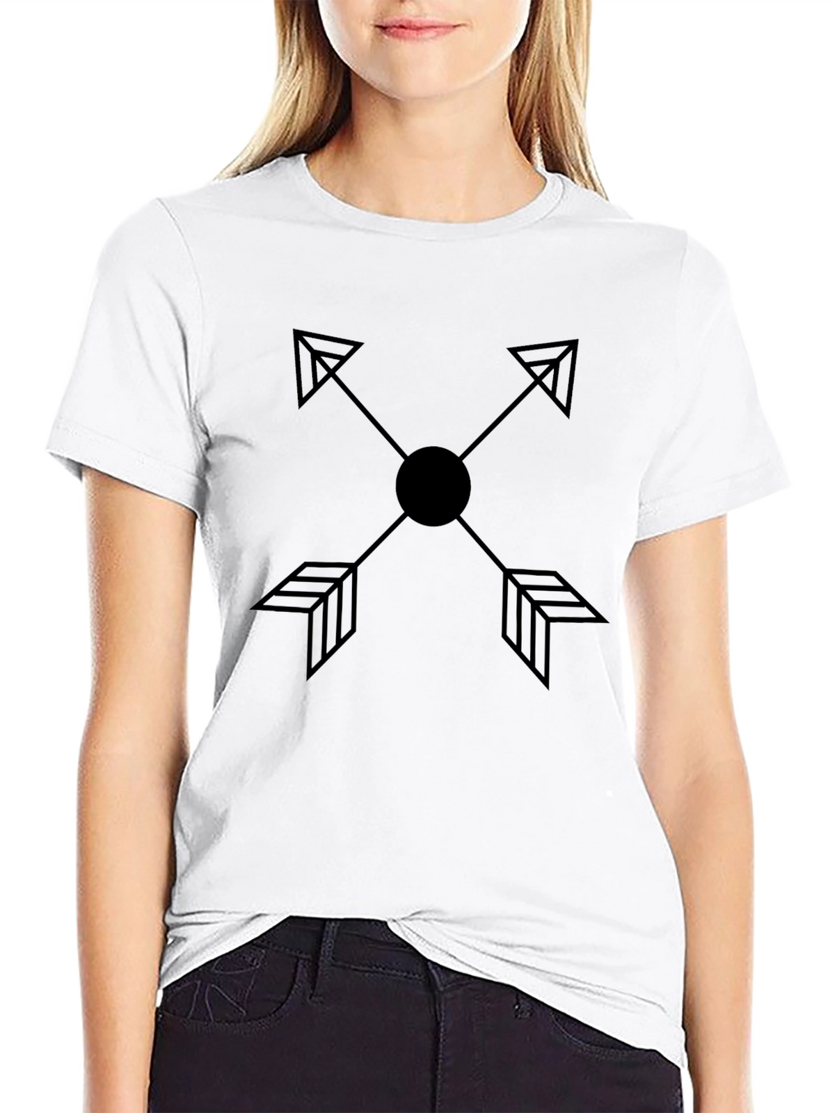 Minimalist Arrow Graphic Black T-Shirt