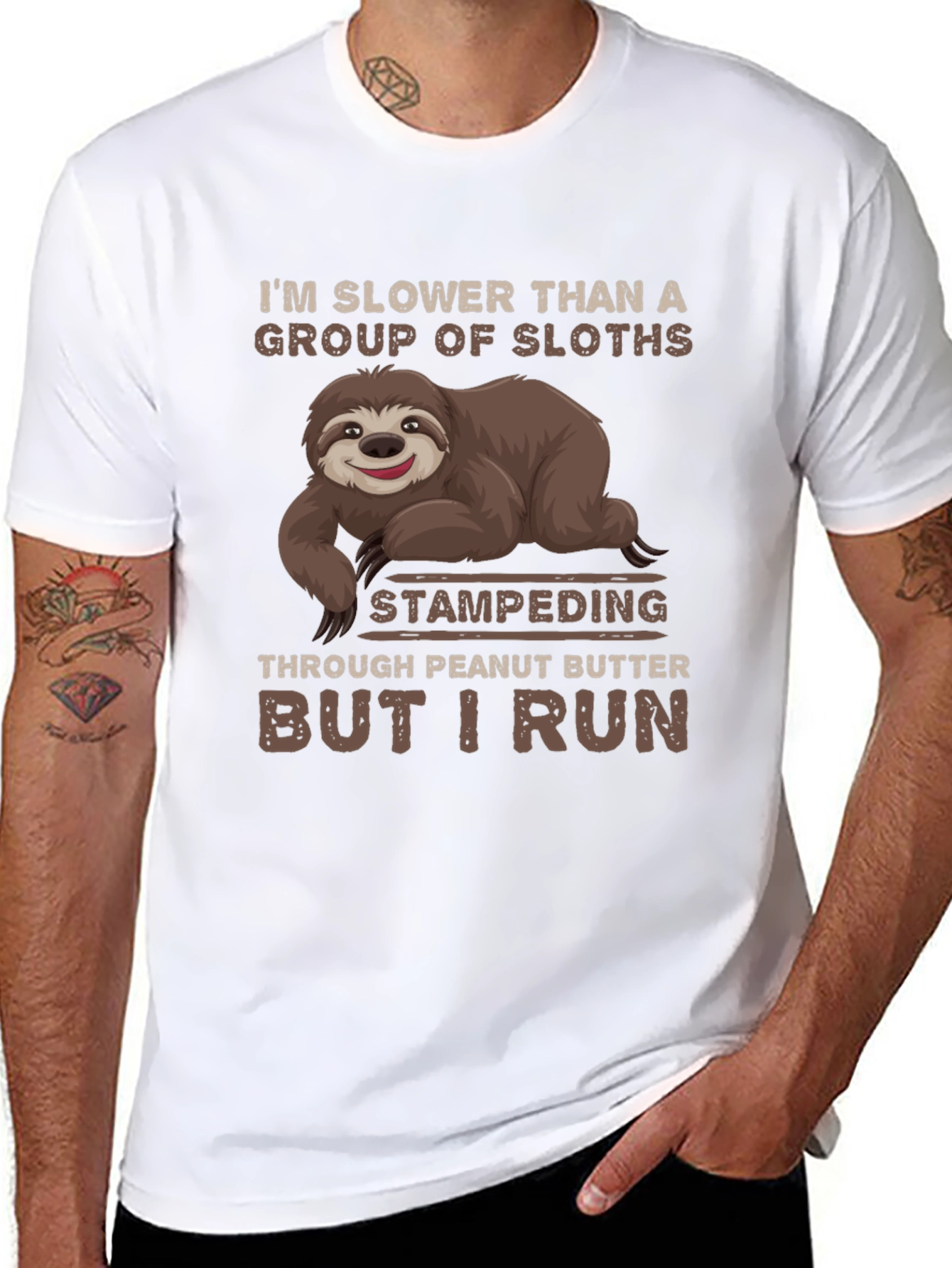 Slow Sloth Running T-Shirt Funny Mens Tee