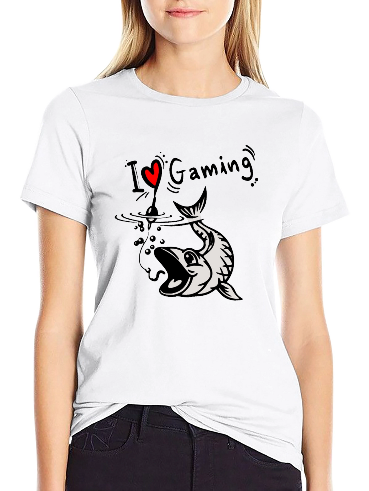 I Love Gaming Fish Hook Graphic Tee