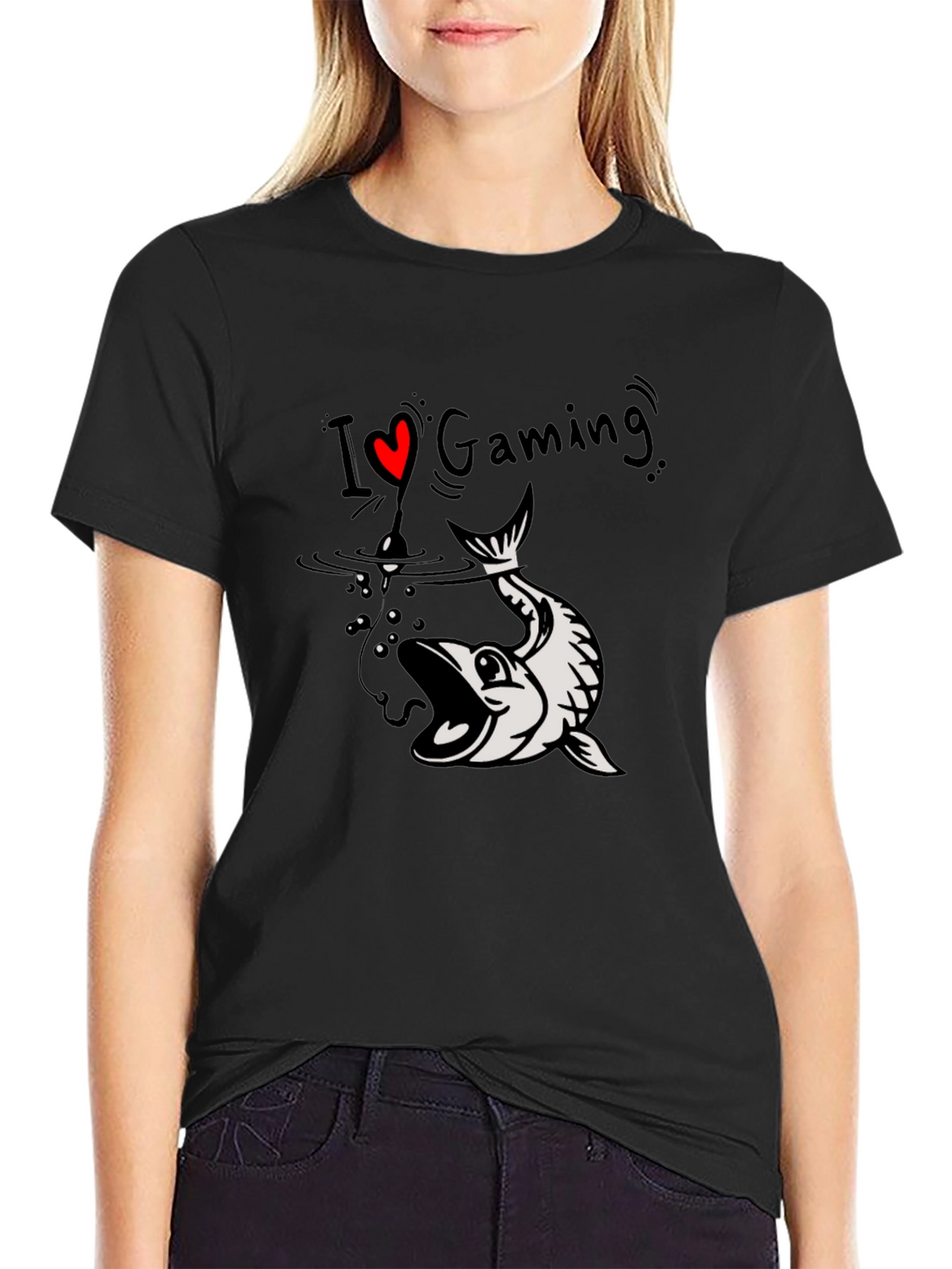 I Love Gaming Fish Hook Graphic Tee