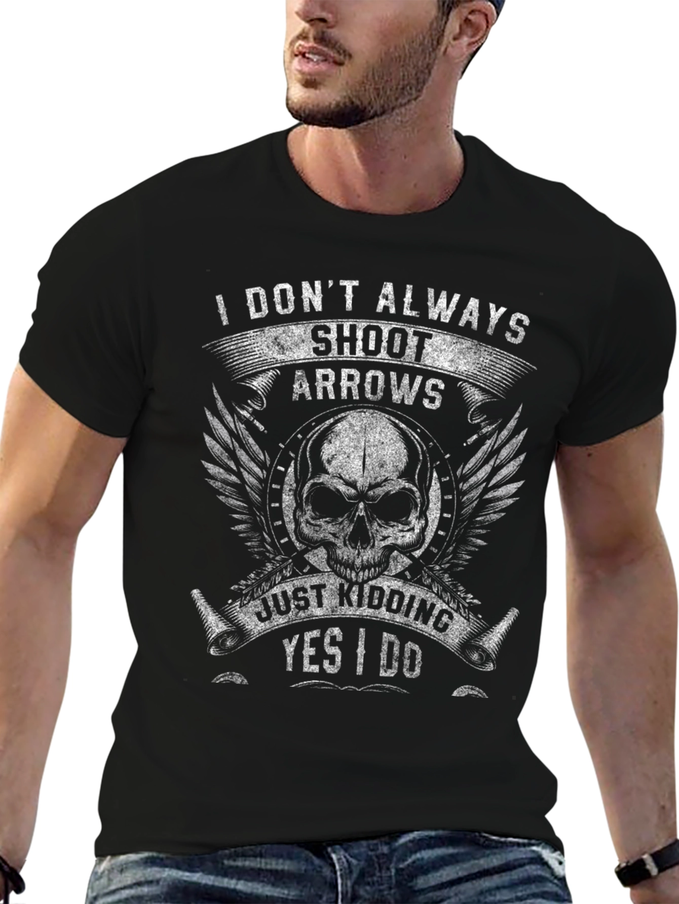 Skull Arrows Graphic T-Shirt - Funny Archery Tee