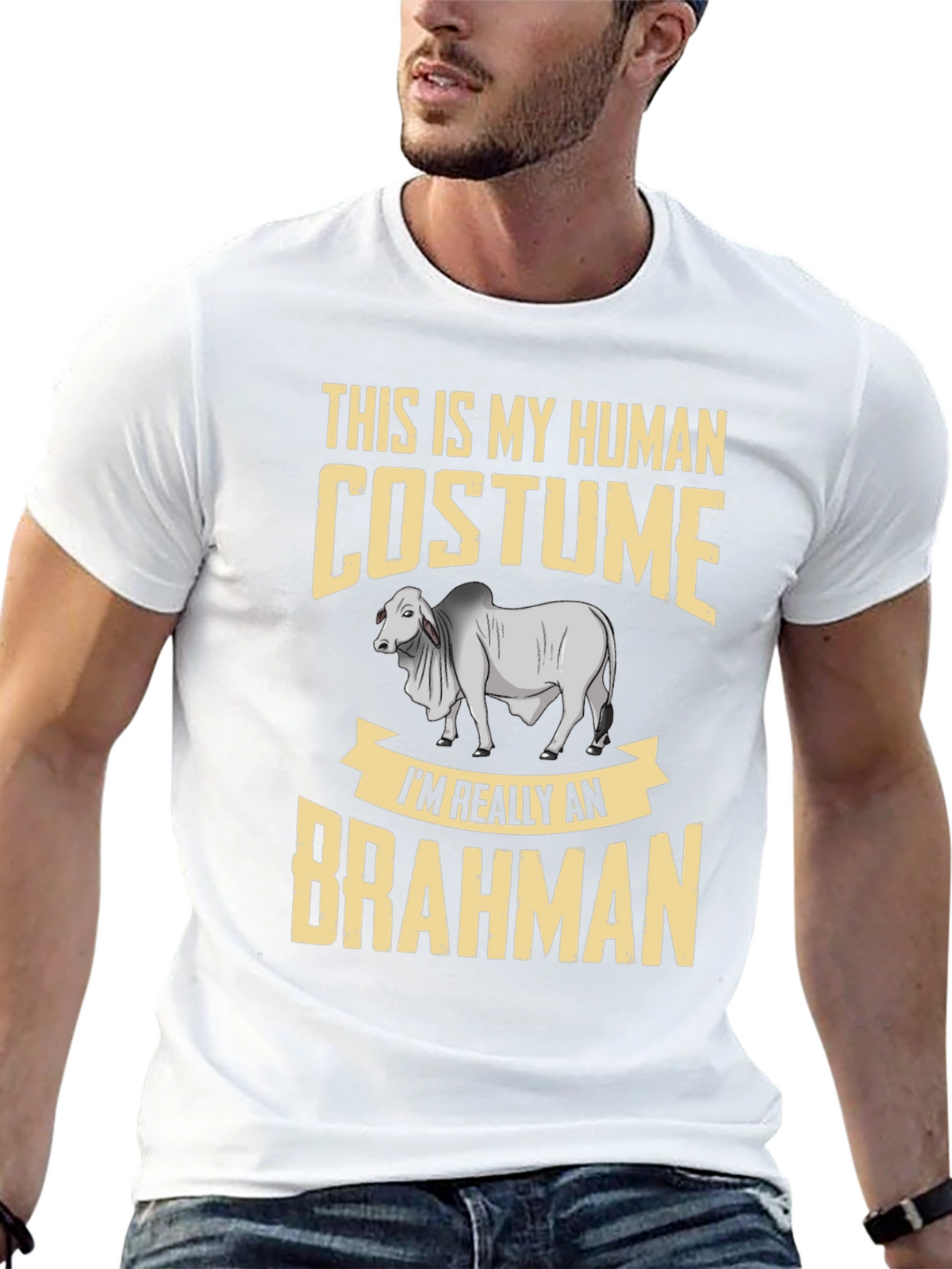 Human Costume Brahman Cattle Funny Graphic Tee