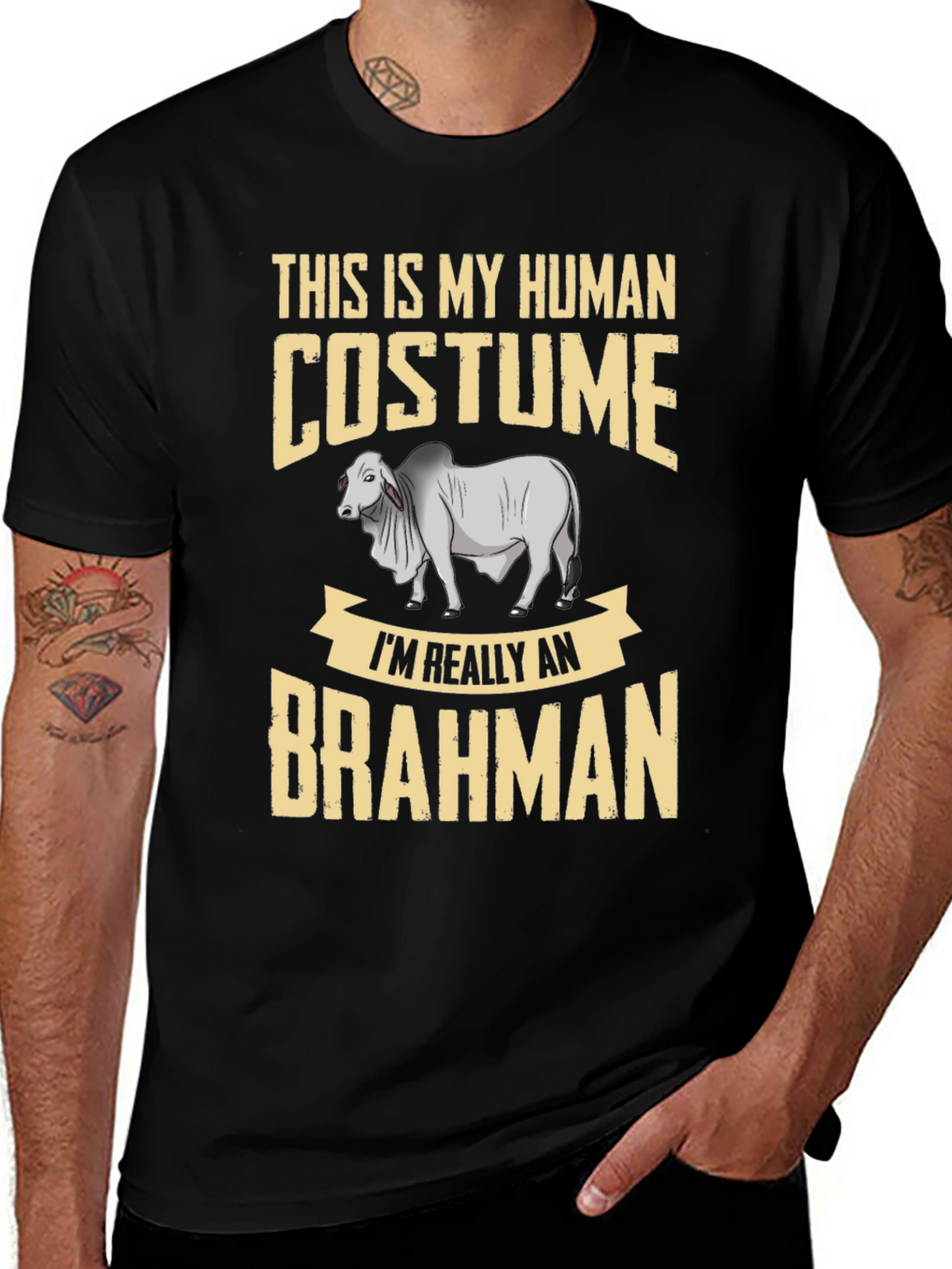 Human Costume Brahman Cattle Funny Graphic Tee
