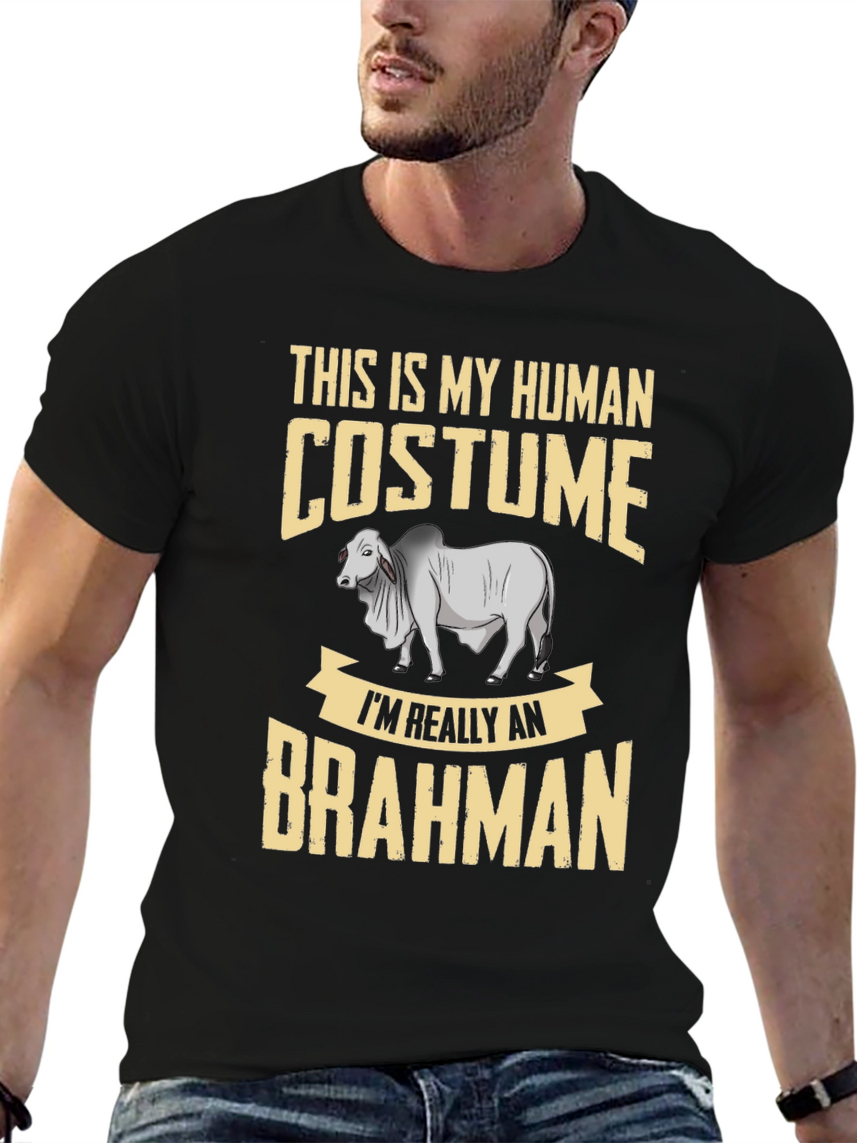 Human Costume Brahman Cattle Funny Graphic Tee