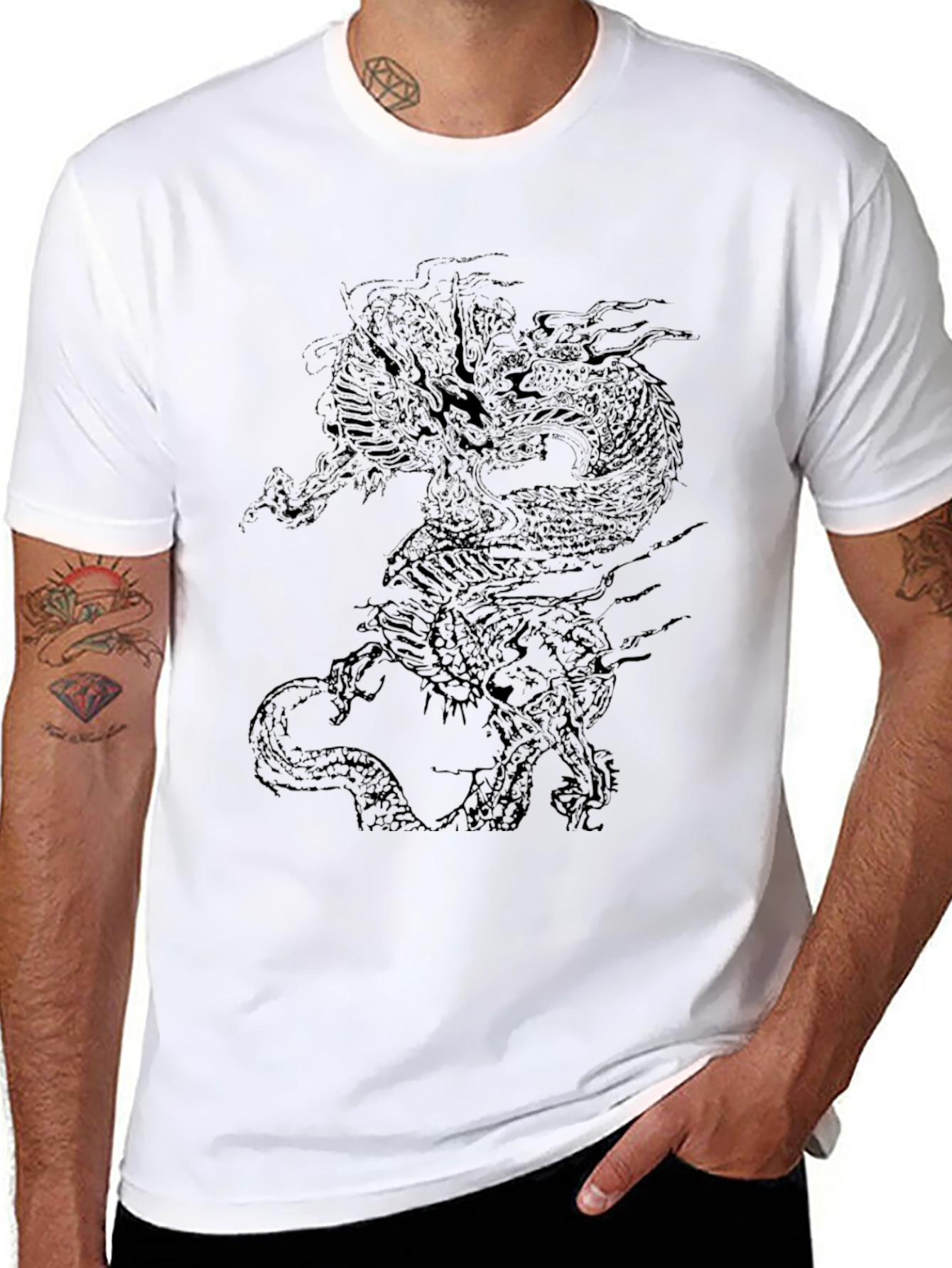 Dragon Graphic Print Crew Neck Tee