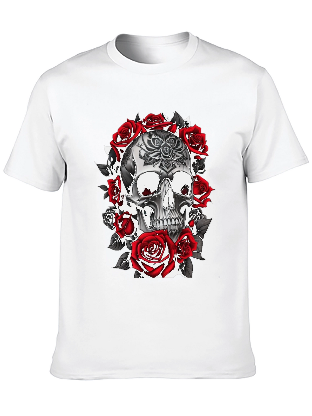 Skull & Roses Graphic Tee - Gothic Style