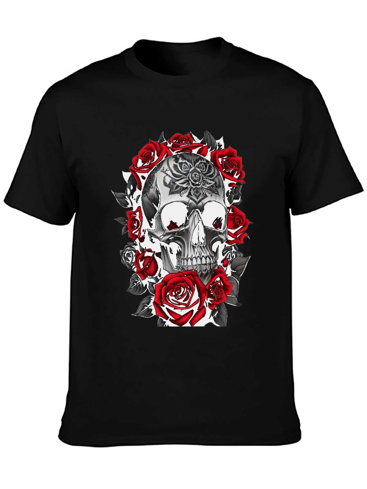 Skull & Roses Graphic Tee - Gothic Style