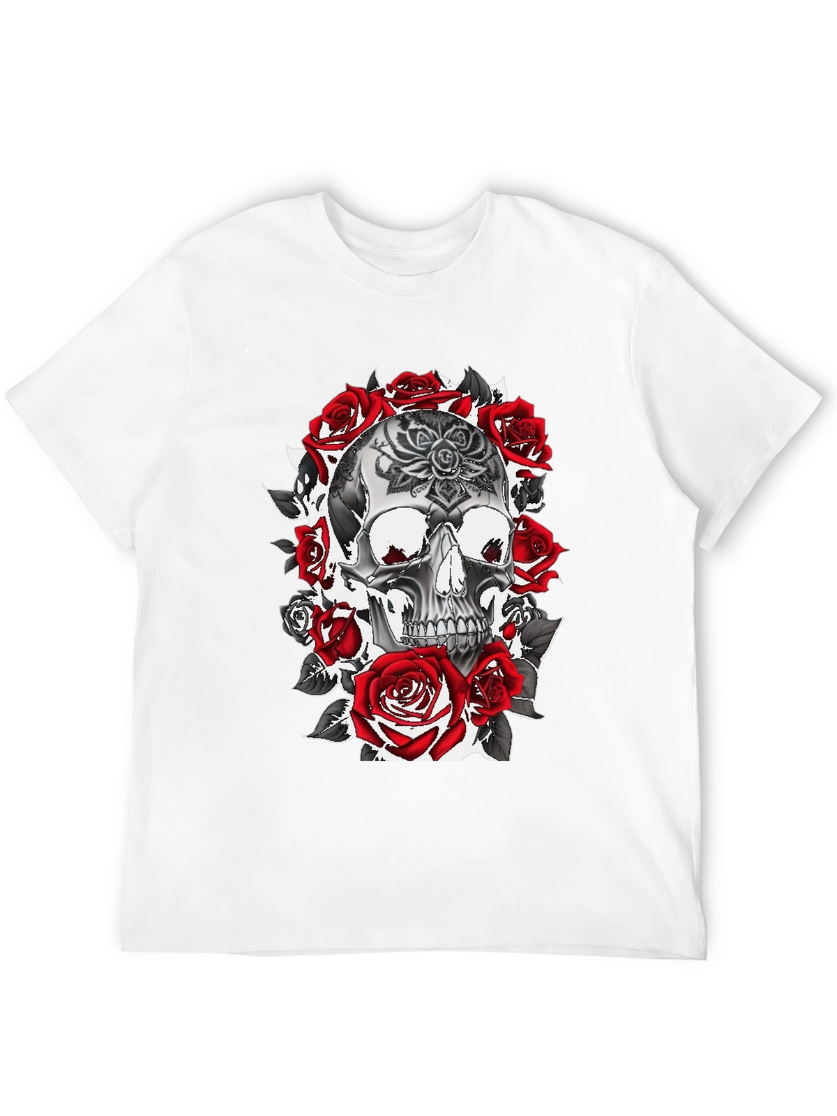 Skull & Roses Graphic Tee - Gothic Style