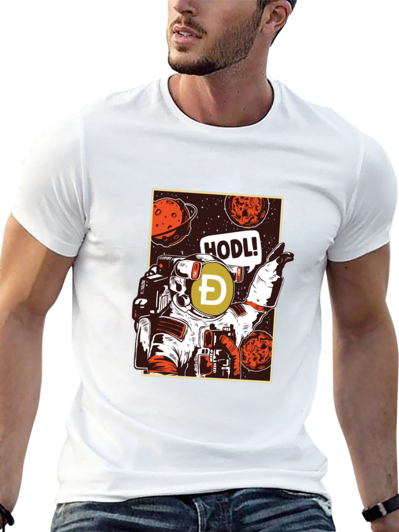 Dogecoin HODL Astronaut Graphic T-Shirt