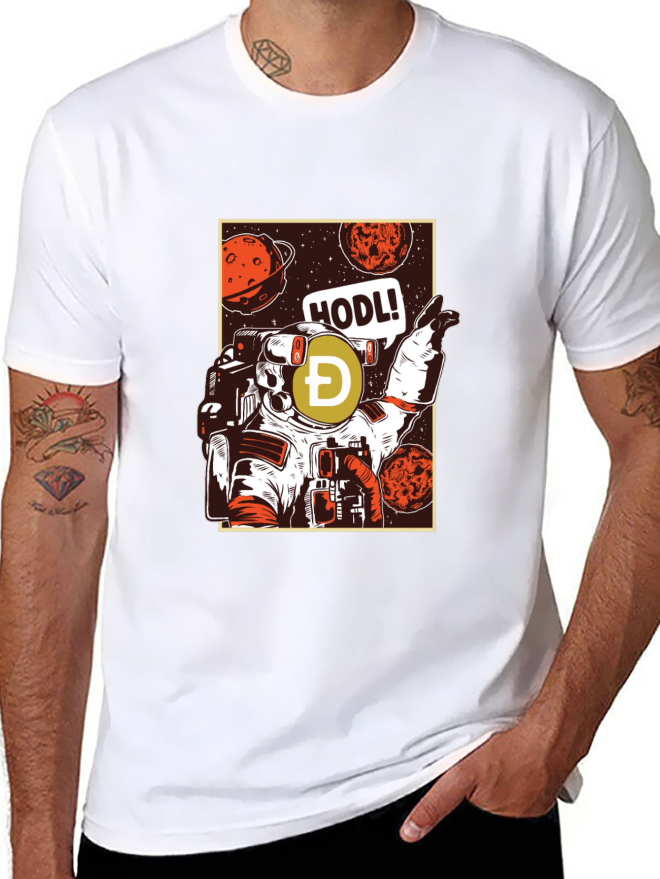 Dogecoin HODL Astronaut Graphic T-Shirt
