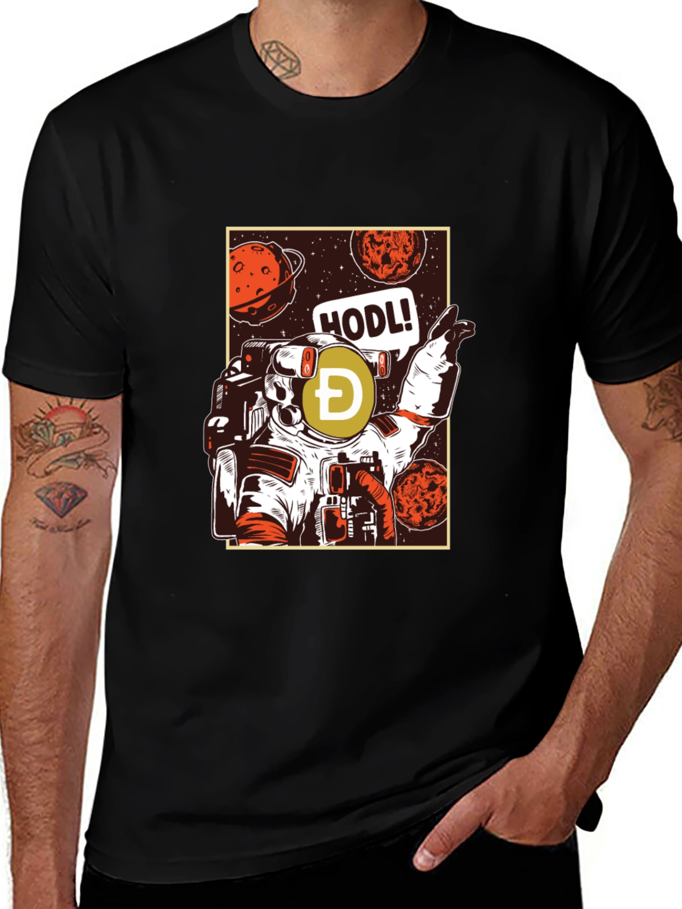 Dogecoin HODL Astronaut Graphic T-Shirt