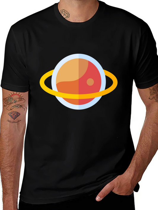 Cartoon Planet Graphic T-Shirt - Black