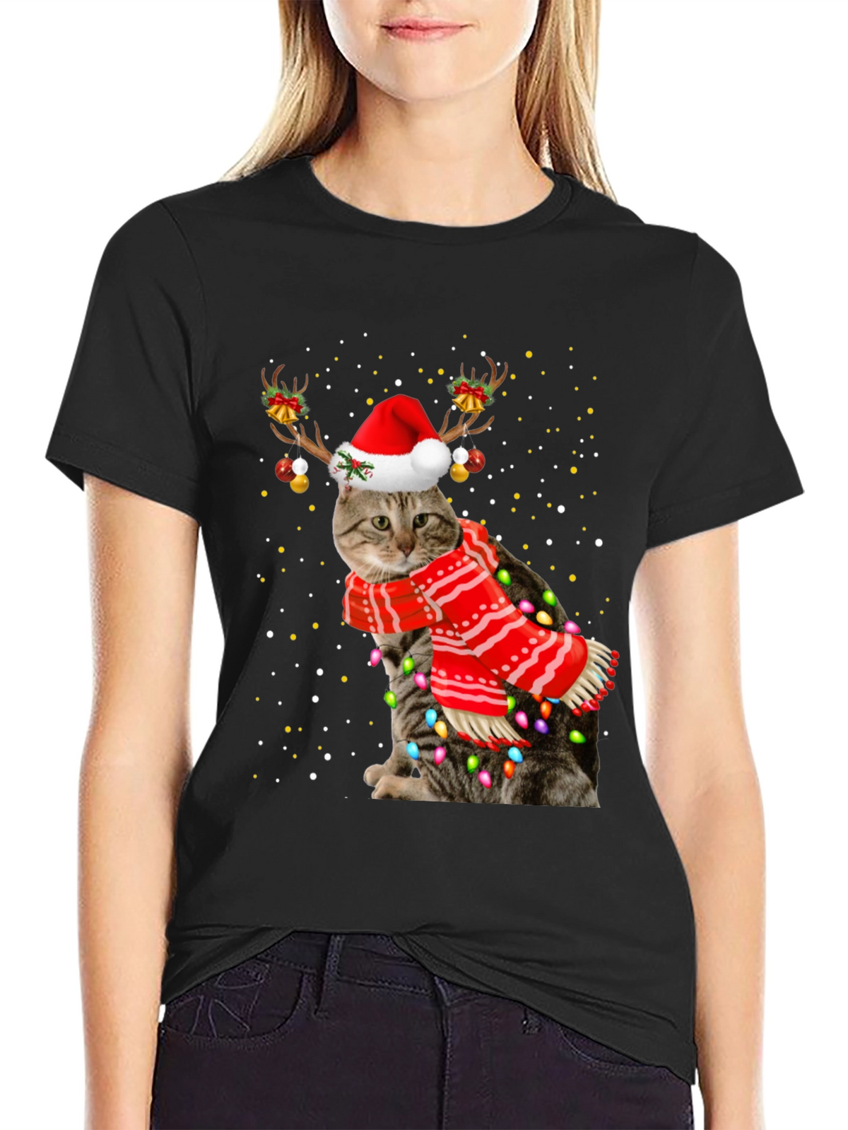 Festive Christmas Cat T-Shirt