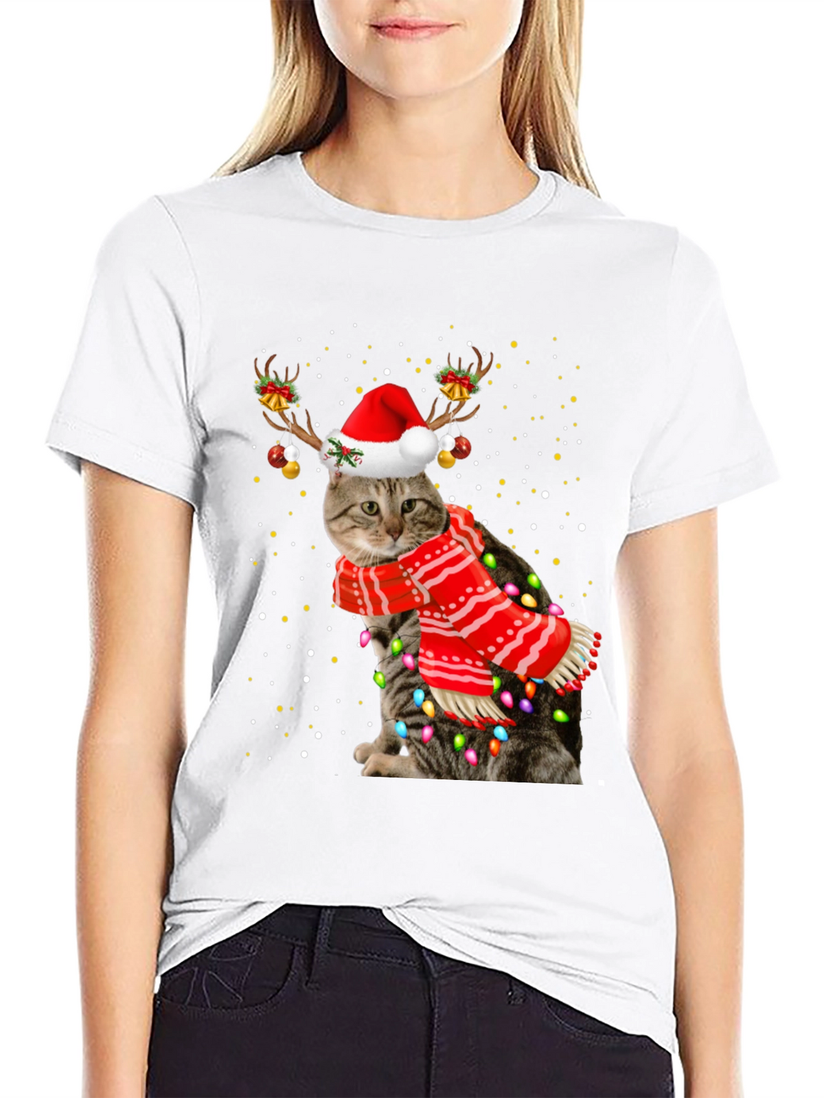 Festive Christmas Cat T-Shirt