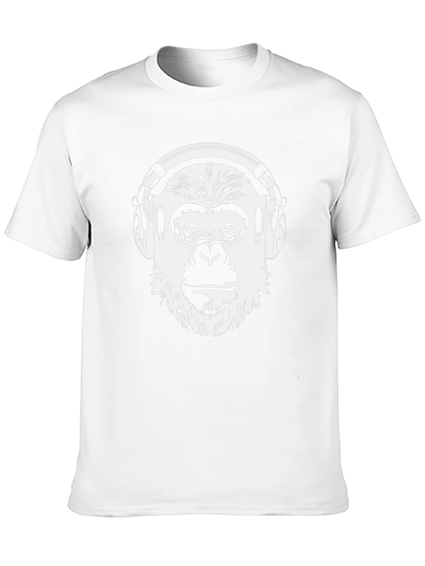 Monkey DJ Graphic T-Shirt - Black Crew Neck Tee