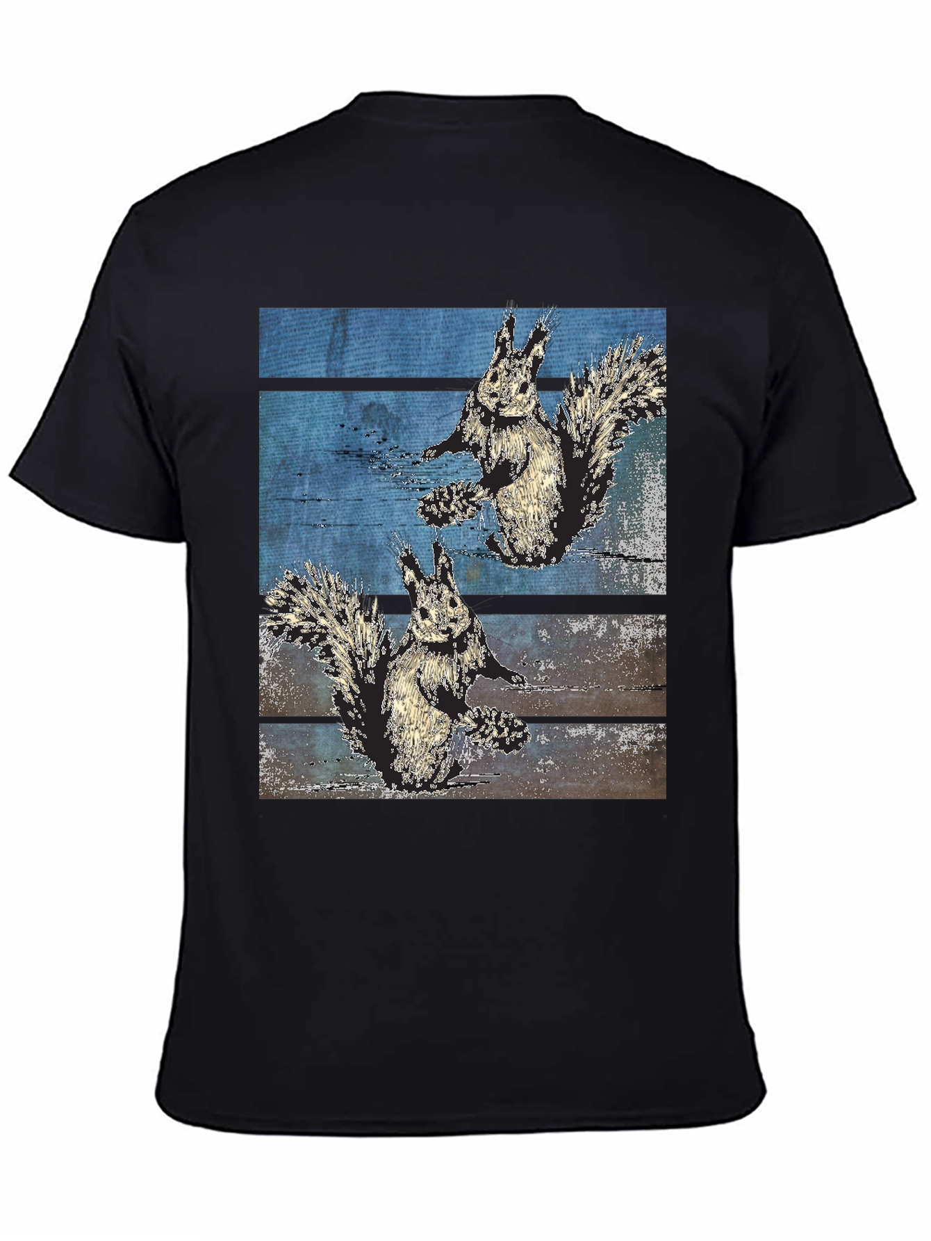 Squirrel Graphic Print Black Tee