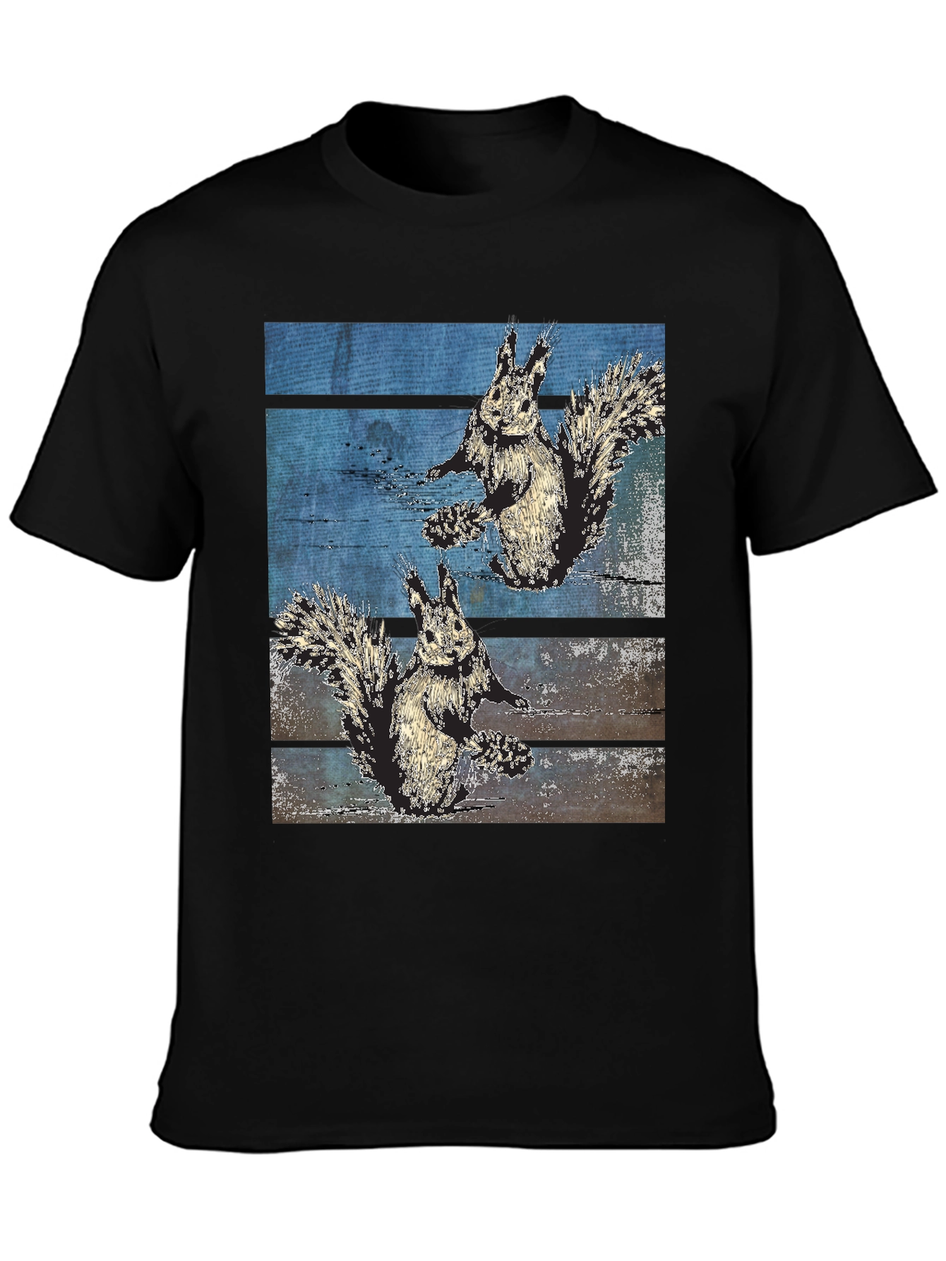 Squirrel Graphic Print Black Tee