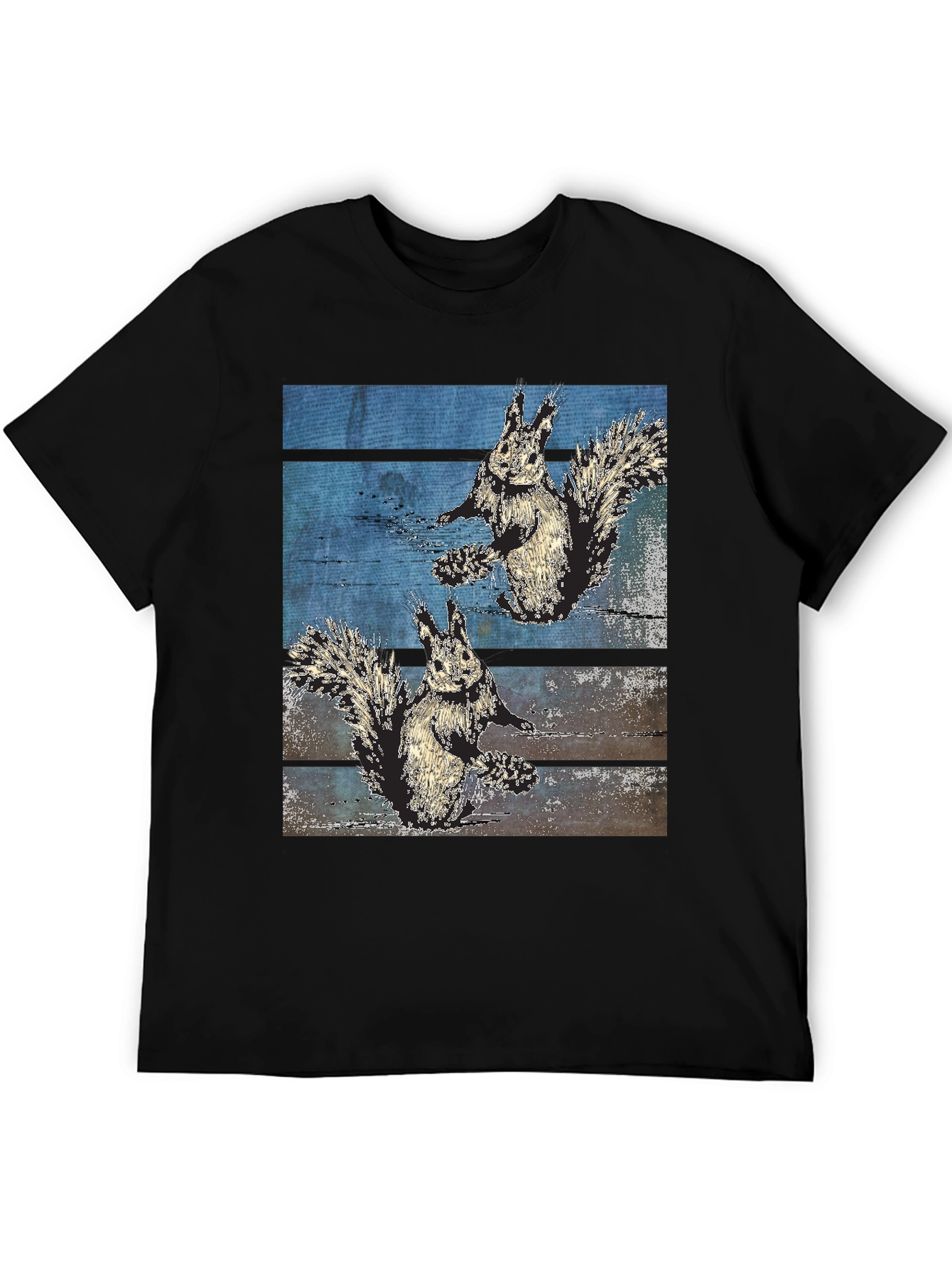 Squirrel Graphic Print Black Tee