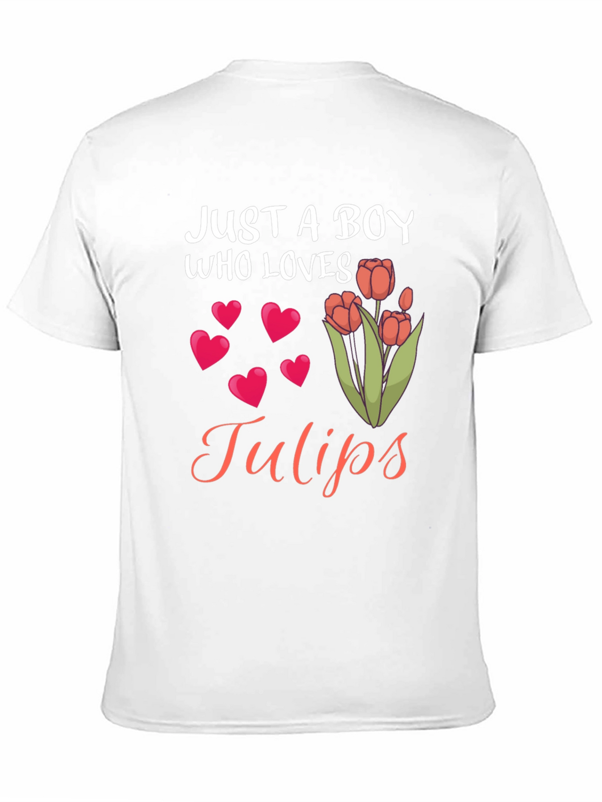 Just a Boy Who Loves Tulips Black T-Shirt