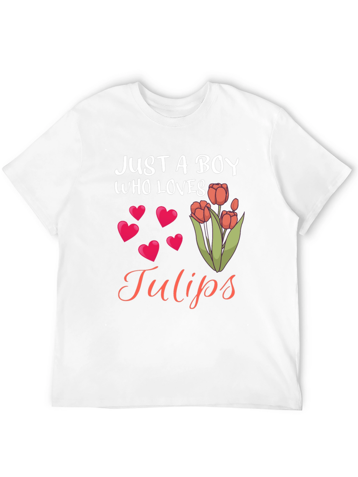 Just a Boy Who Loves Tulips Black T-Shirt