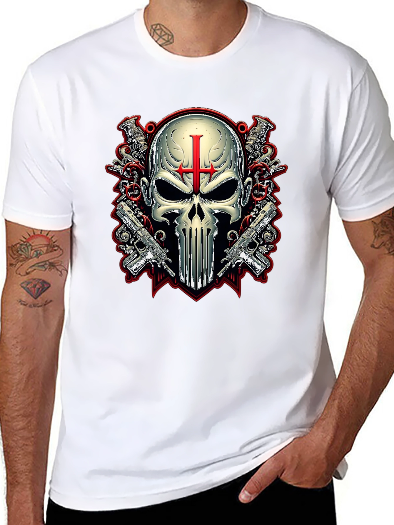 Skull & Guns Graphic Tee - Punisher Style