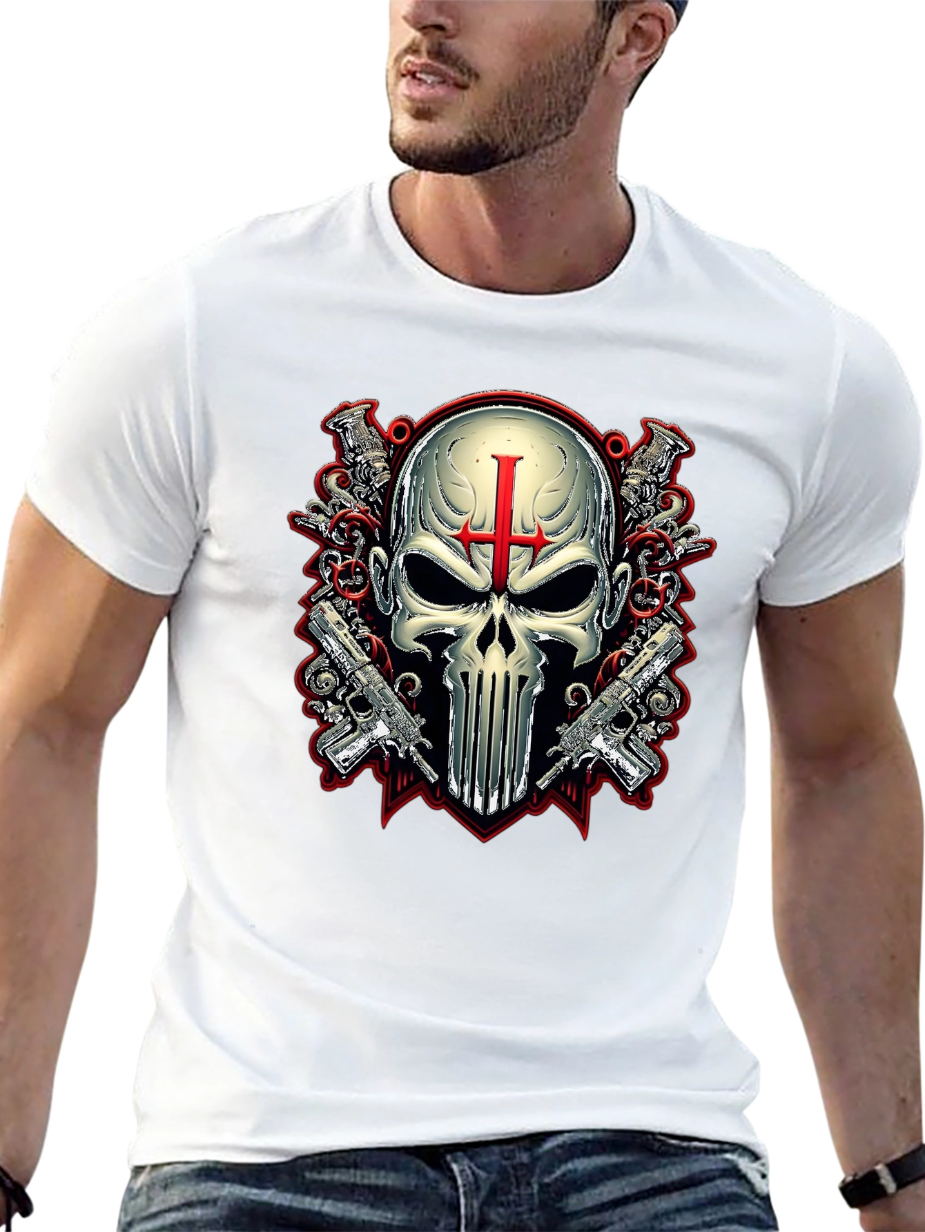 Skull & Guns Graphic Tee - Punisher Style