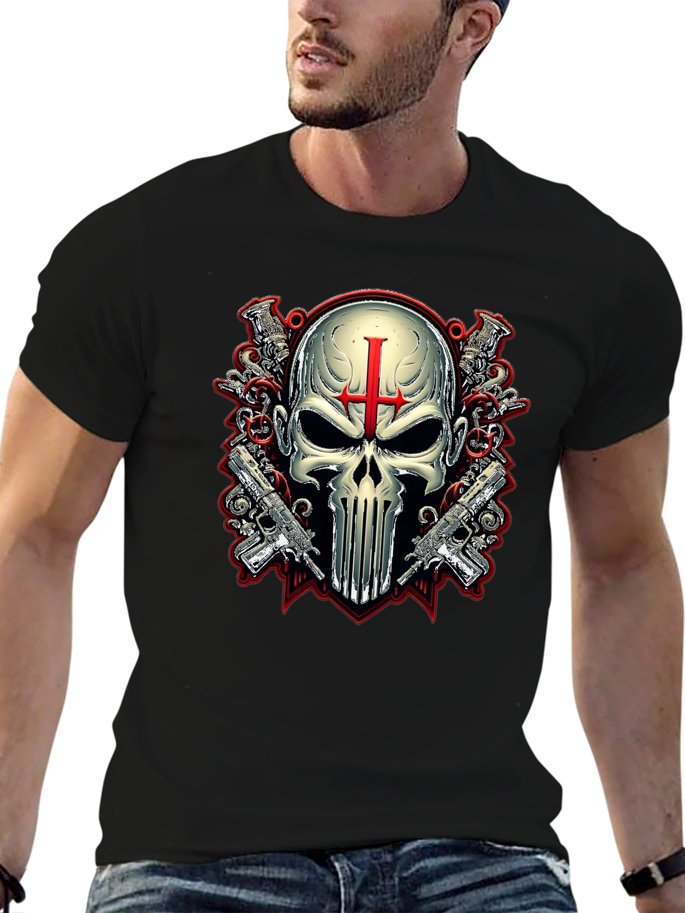 Skull & Guns Graphic Tee - Punisher Style