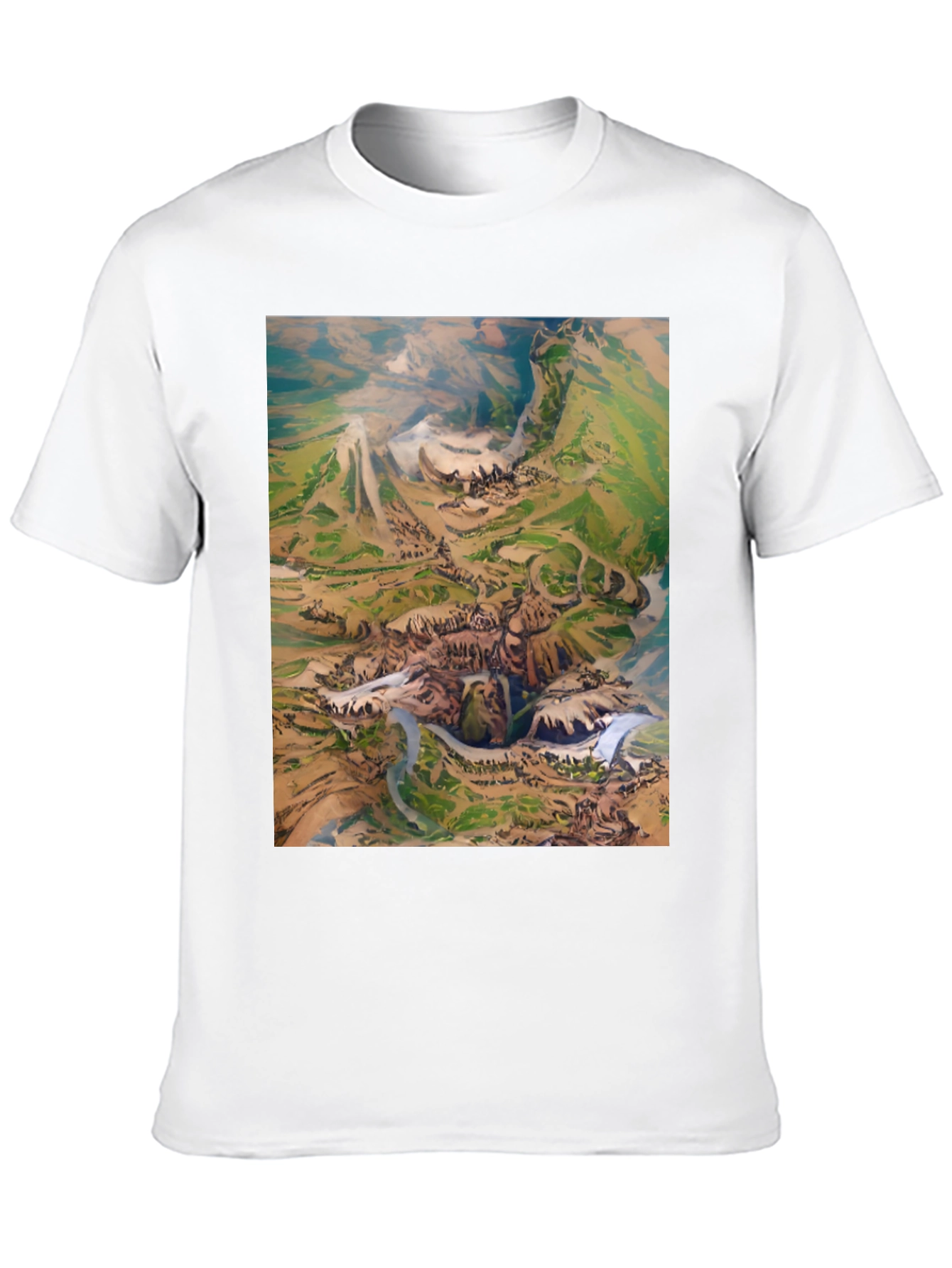Artistic Landscape Print Black T-Shirt