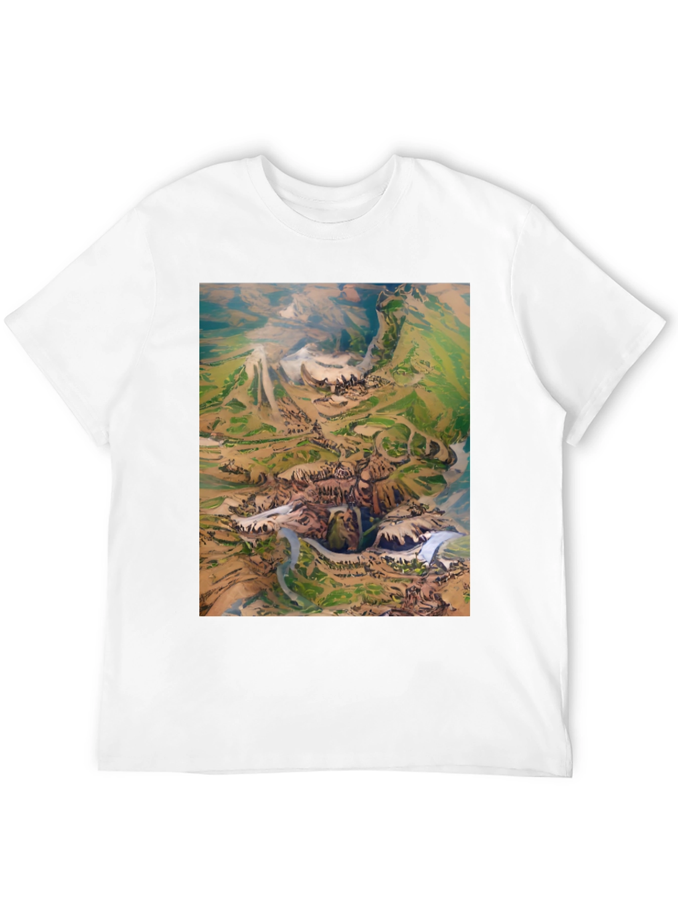 Artistic Landscape Print Black T-Shirt