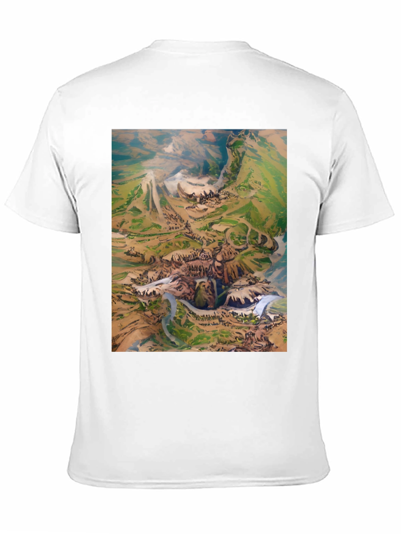 Artistic Landscape Print Black T-Shirt