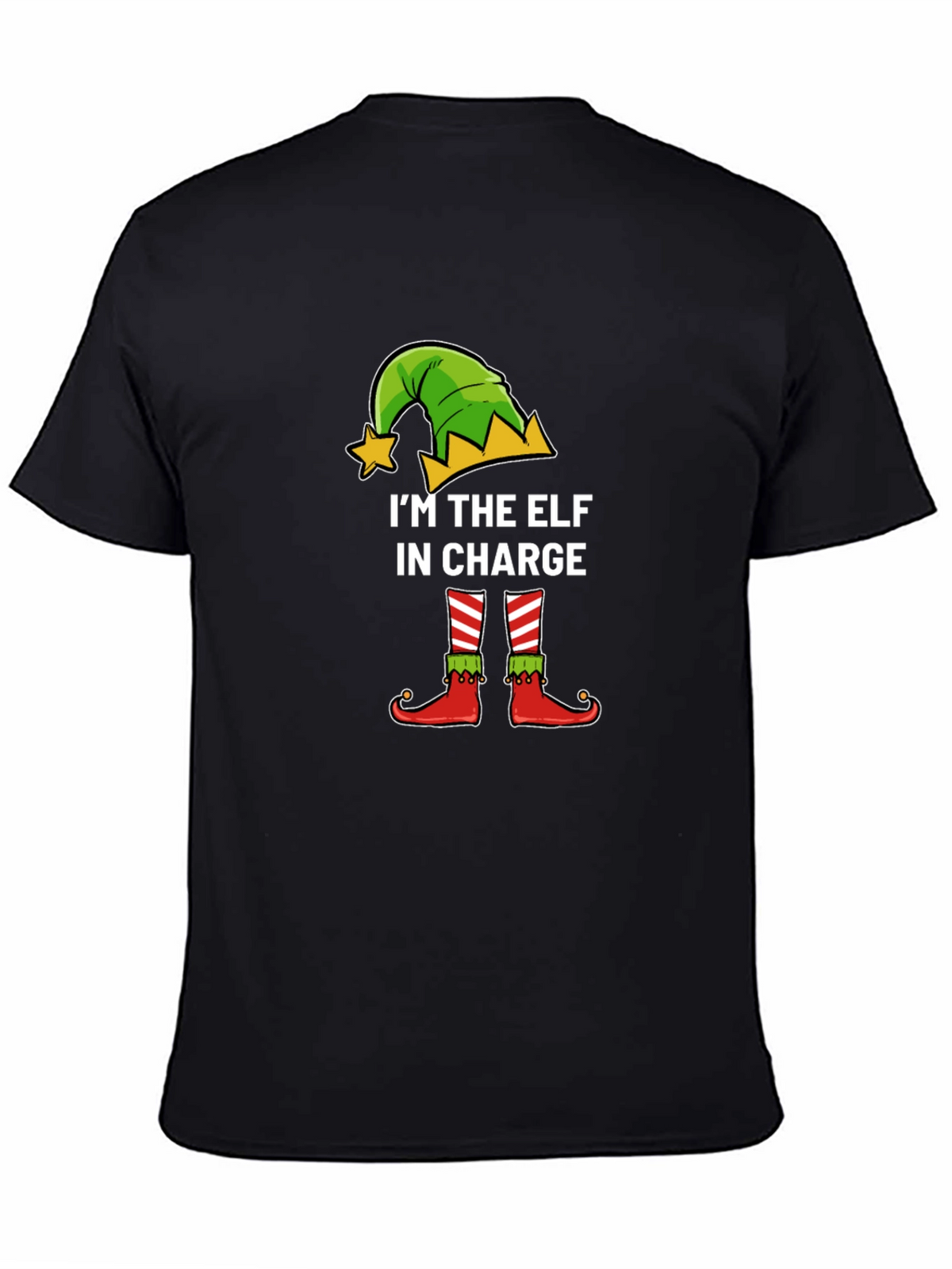 Funny Christmas Elf In Charge Graphic Tee