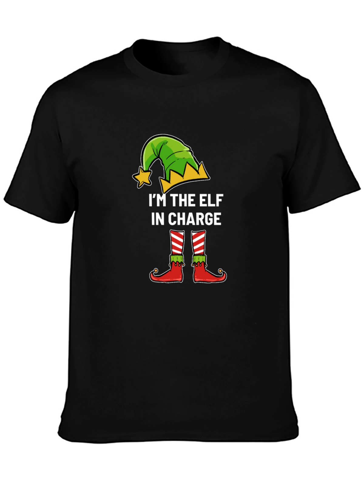 Funny Christmas Elf In Charge Graphic Tee