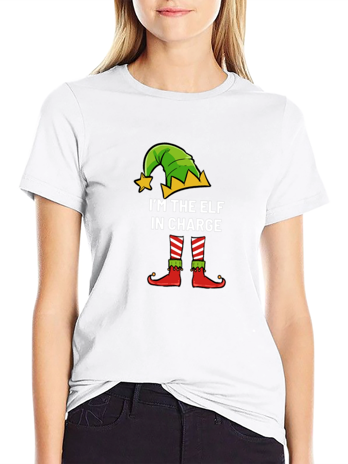 Funny Christmas Elf In Charge Graphic Tee