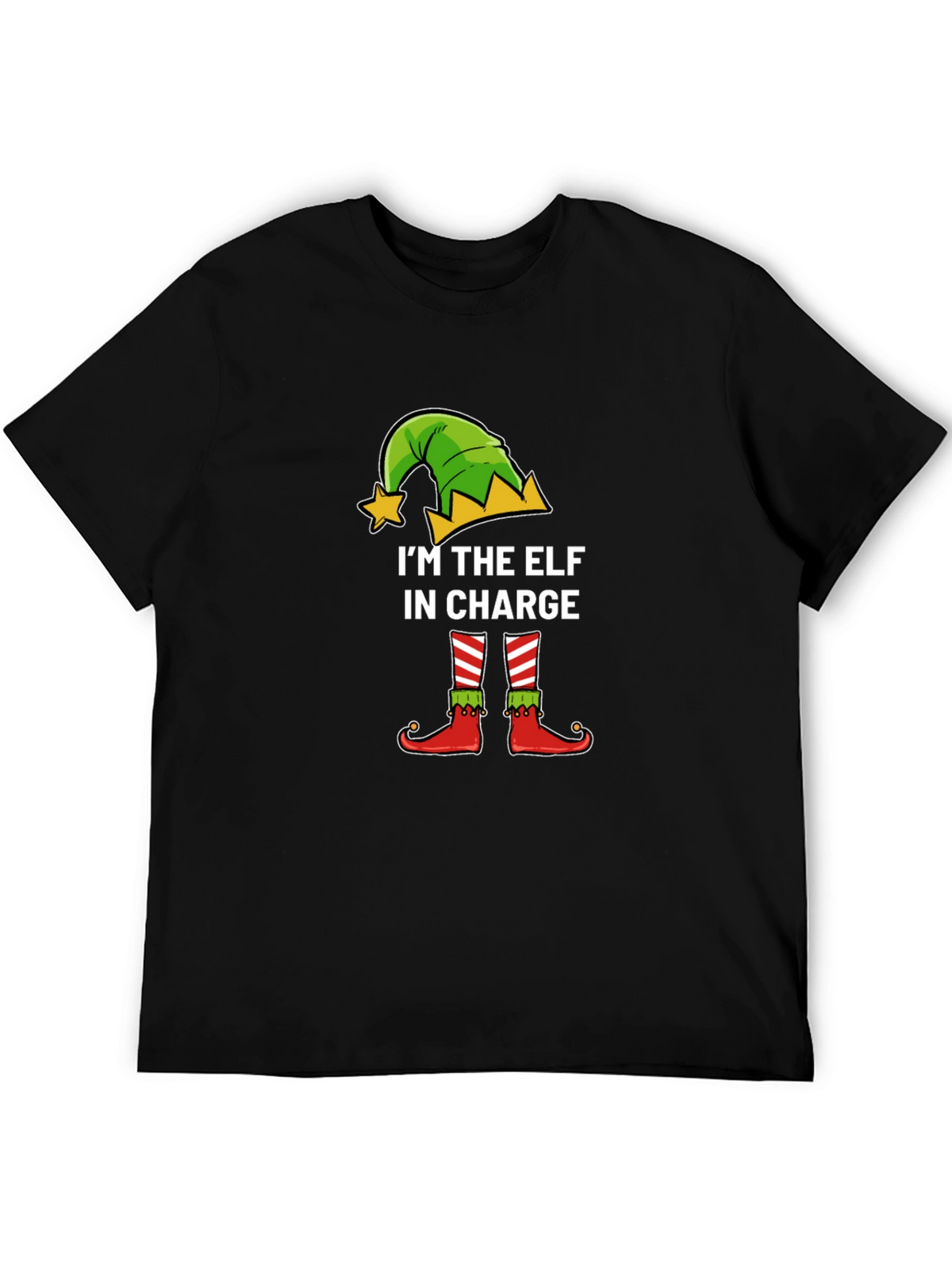 Funny Christmas Elf In Charge Graphic Tee