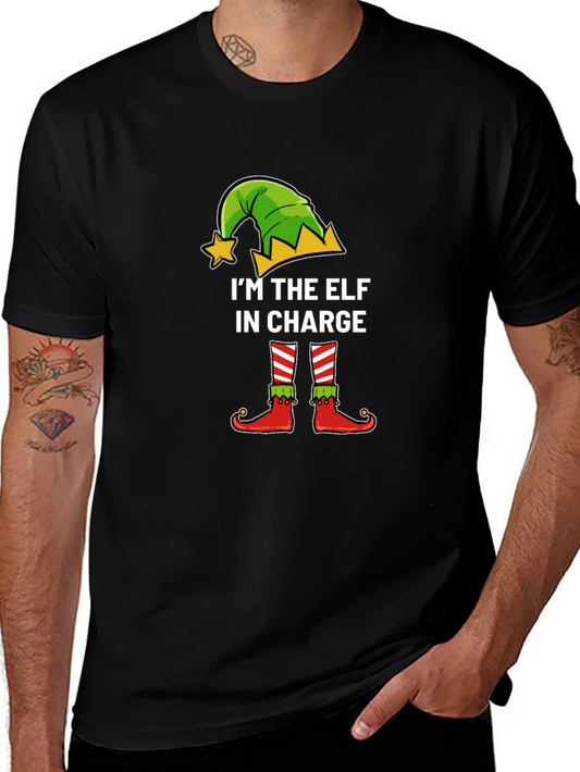 Funny Christmas Elf In Charge Graphic Tee