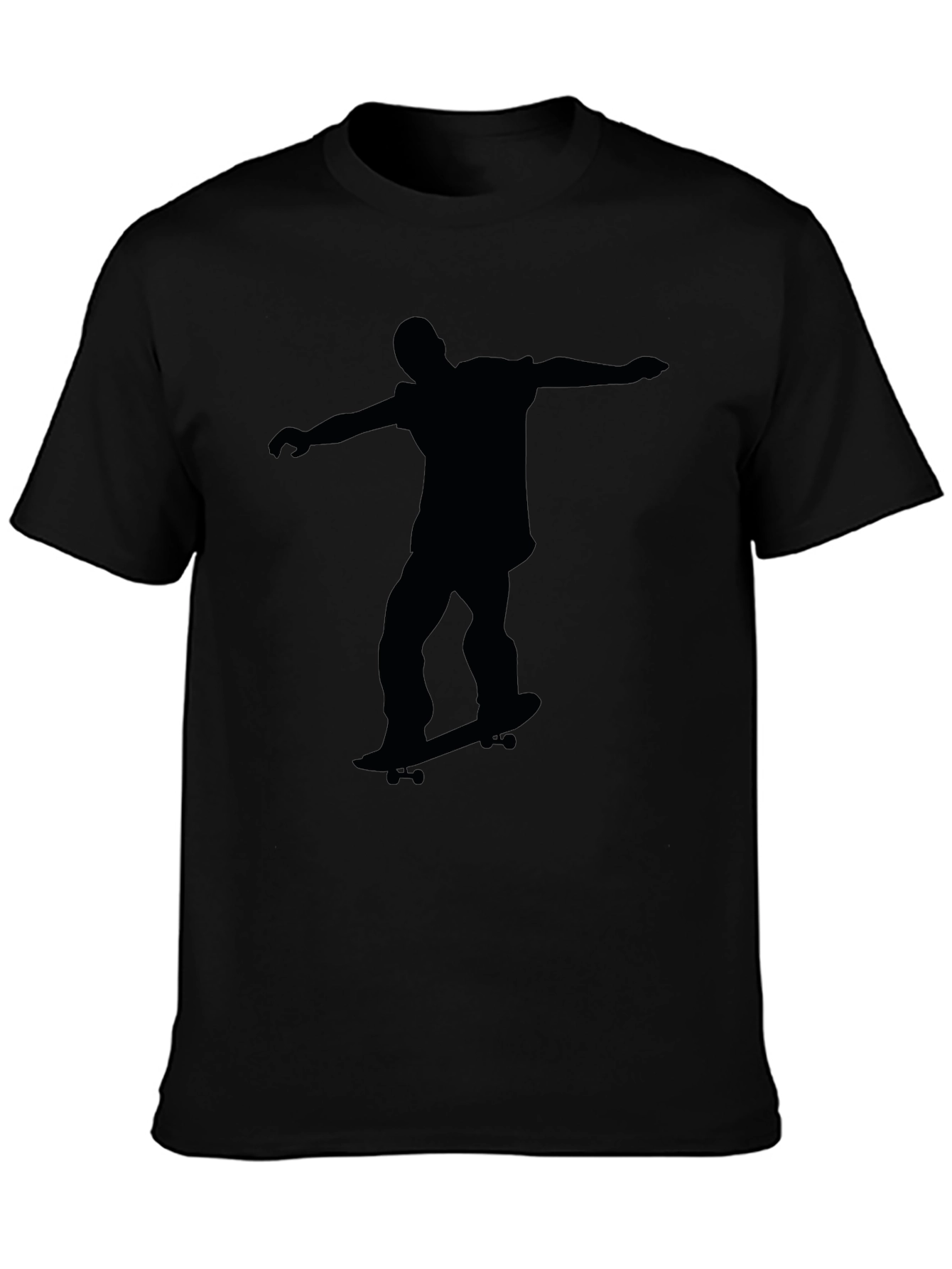 Skateboarder Silhouette Graphic Black T-Shirt