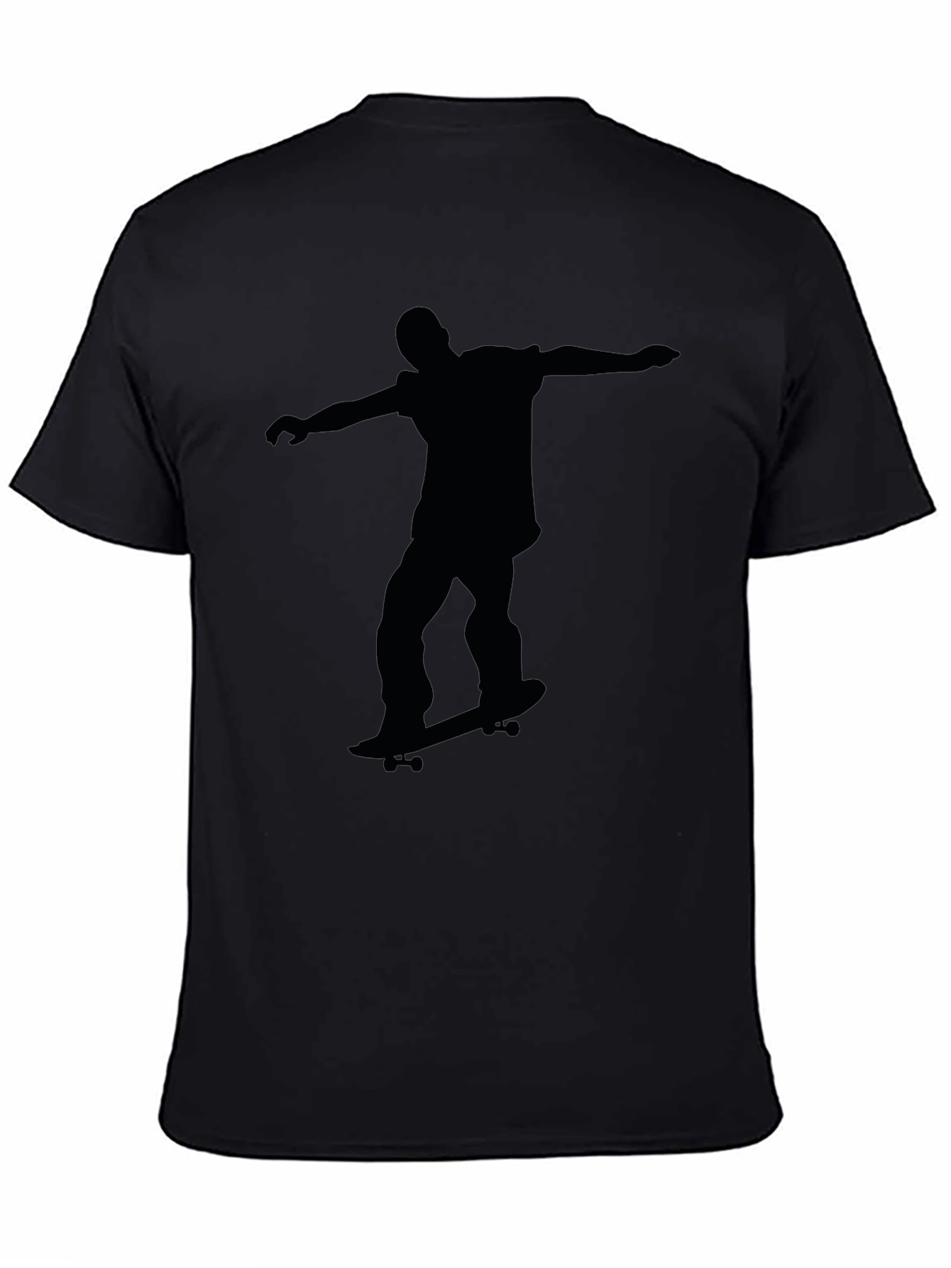 Skateboarder Silhouette Graphic Black T-Shirt