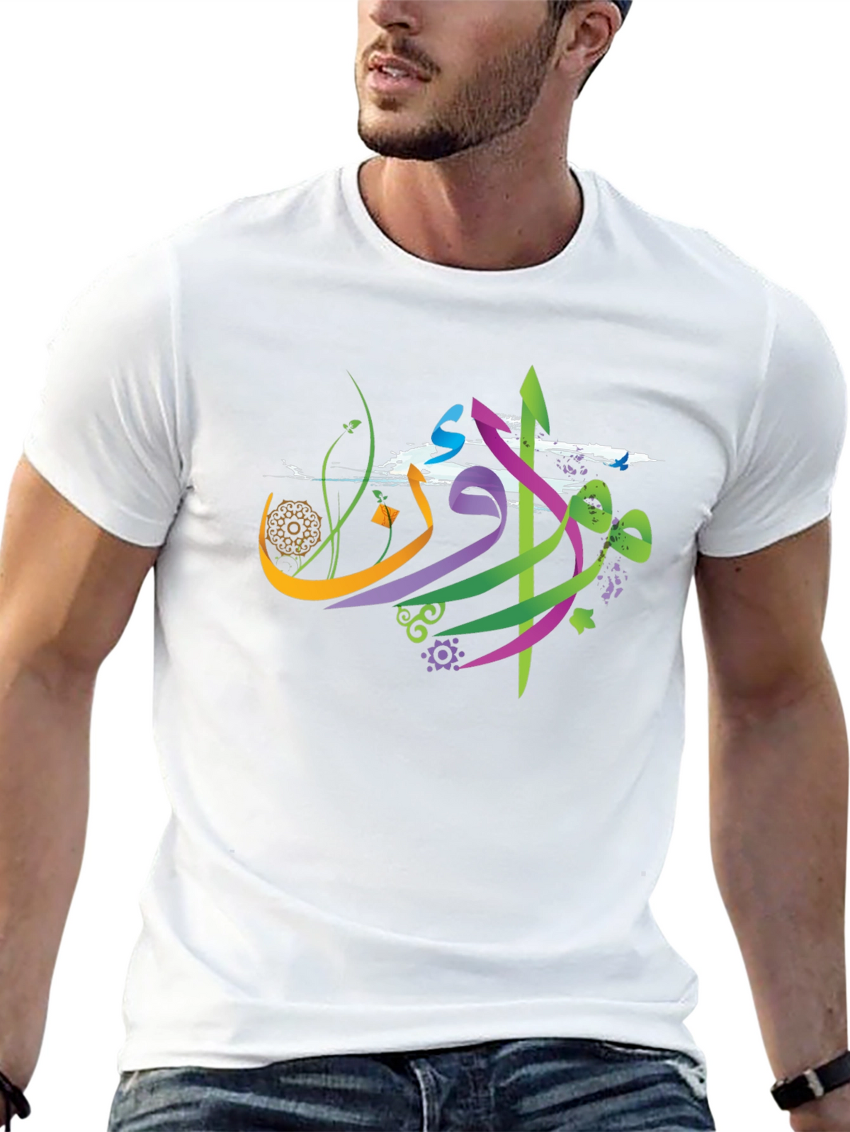 Abstract Arabic Graphic Tee - Black Casual Shirt