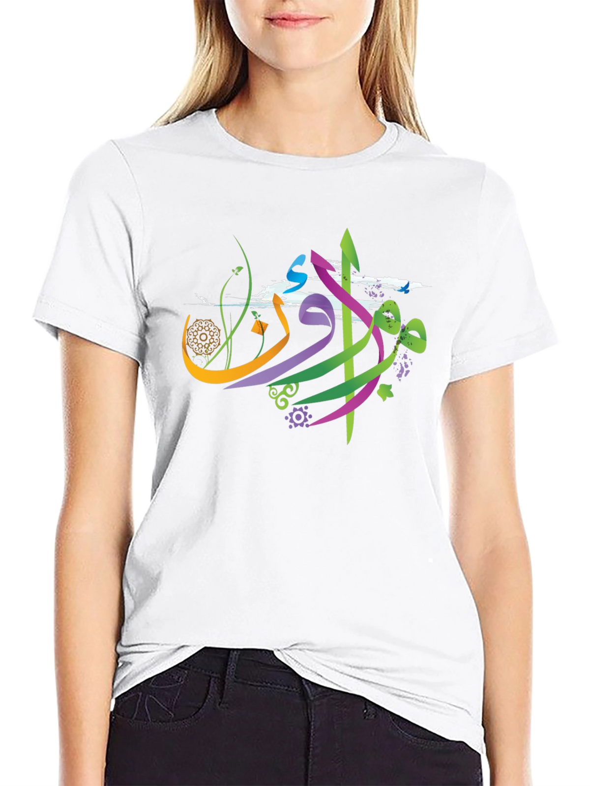 Abstract Arabic Graphic Tee - Black Casual Shirt