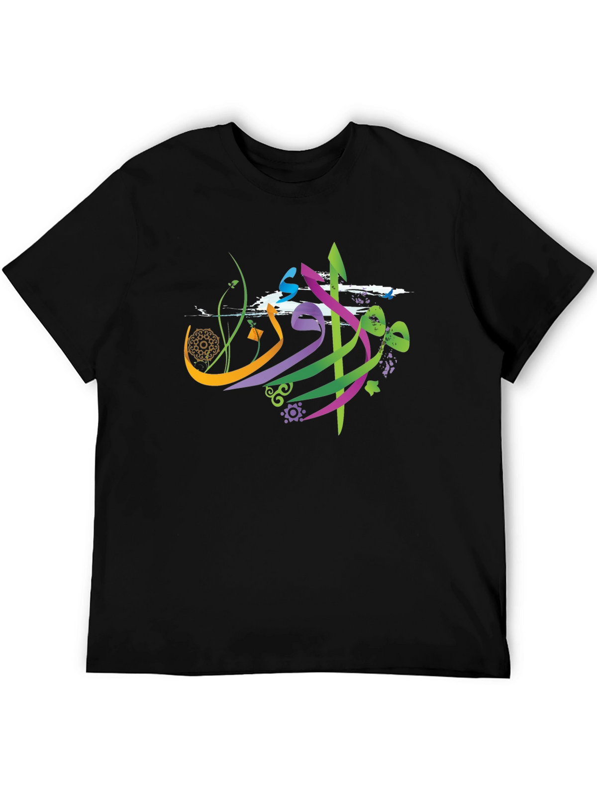 Abstract Arabic Graphic Tee - Black Casual Shirt