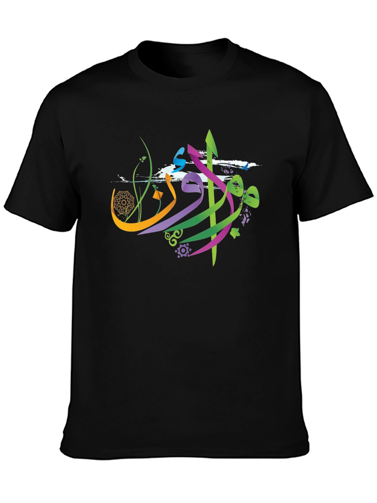 Abstract Arabic Graphic Tee - Black Casual Shirt