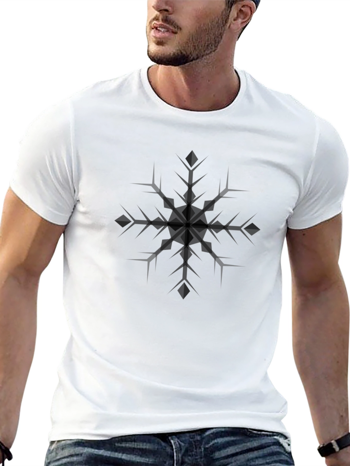 Snowflake Graphic Black T-Shirt